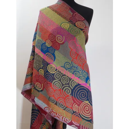 Damski szal z wełny merynosów kolorowy