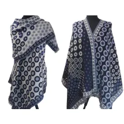 Damski męski wełniany szal merino dwustronny Czarno biały