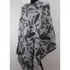 Damski męski szal dwustronny w liście z wełny z merynosów