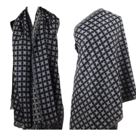 Damski męski szal wełniany merynos Piksel