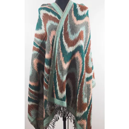 Damski szal etniczny Ikat z wełny z merynosów