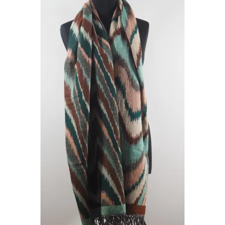 Damski szal etniczny Ikat z wełny z merynosów