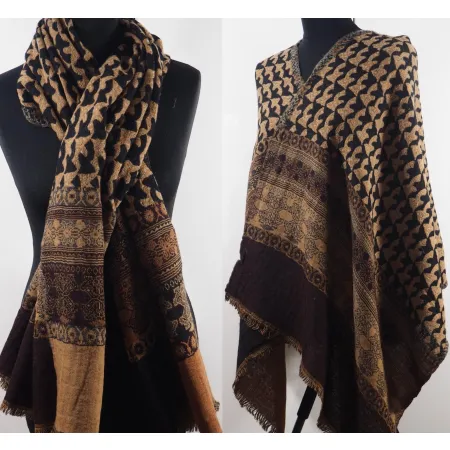 Damski szal wełniany merynosów etno boho
